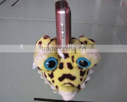 Cute puffer stuffed plush toy mobile phone desktop holder cell phone stand