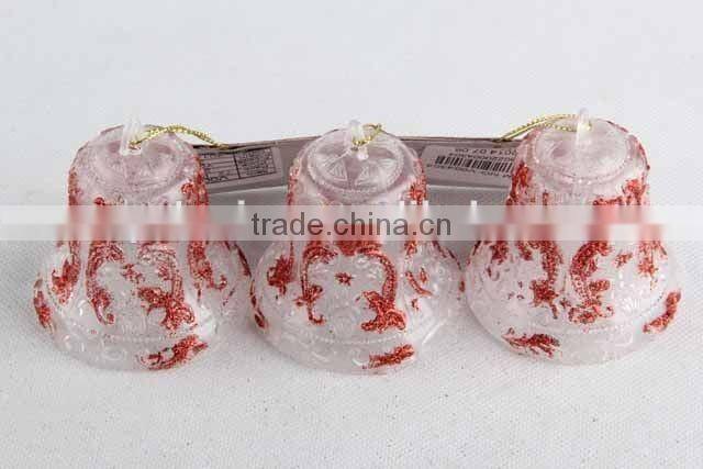 3PC Christmas decoration bell shape transparent plastic Christmas pendant
