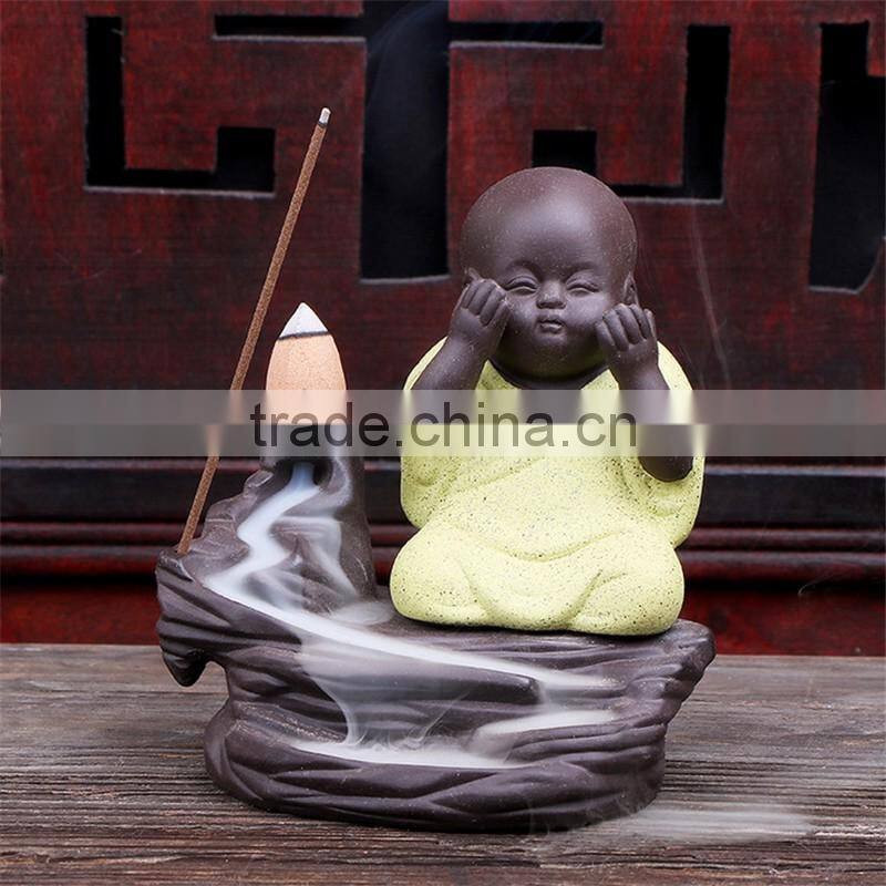 Colorful Ceramic Monk Burner Creative Decor Backflow Incense Crafts