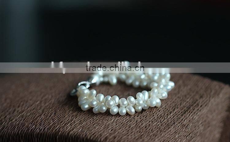 wholesale 7-8 mm white rice shape freshwater pearl bracelet