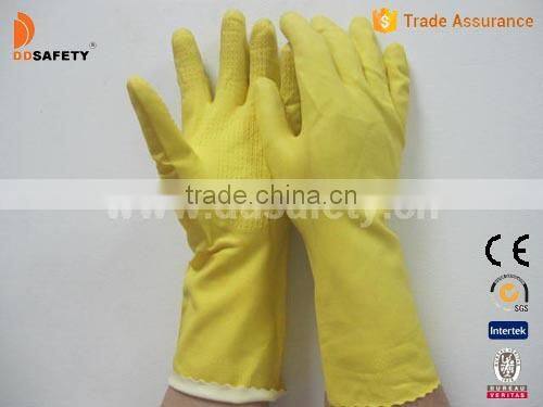 DDSAFETY High Quality Cheap Yellow Latex Glove Safety Glove
