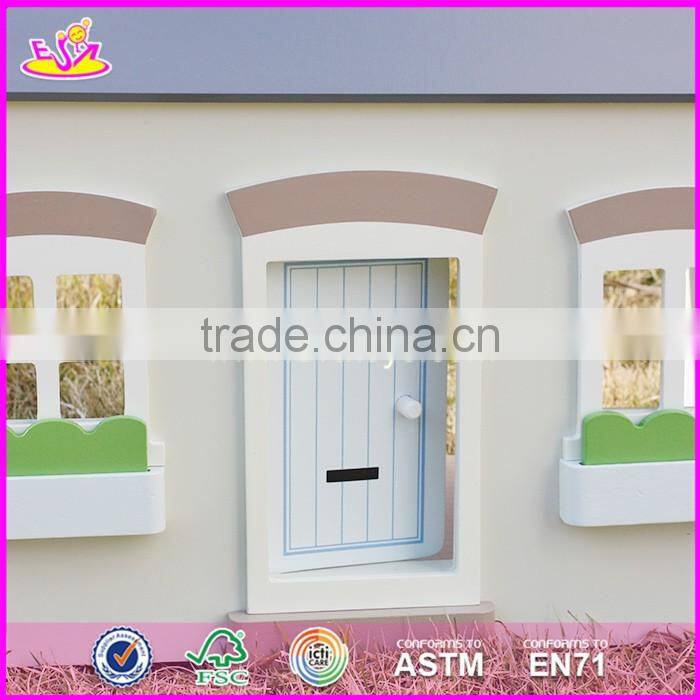 2017 New design children solid wood victorian dolls house W06A236