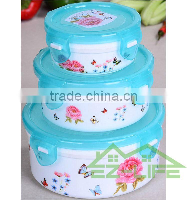 BPA free microwave safe seal plastic refrigerator food keep fresh bowl set 3 pieces/set