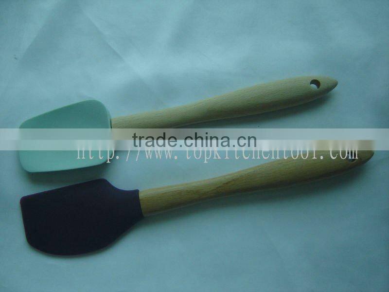 Silicone spatula with wooden handle, kitchenware, utensils
