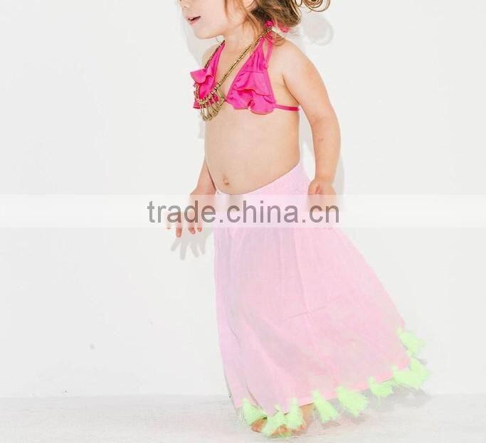 Little Pom Pom Gypsy Skirt Kids Frock Designs Children Clothing Pictures Of Long Skirts And Tops 2016 HSD5653