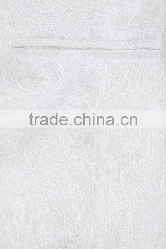 2014 New Arrival Cream Contrast Lace Blazer Jacket