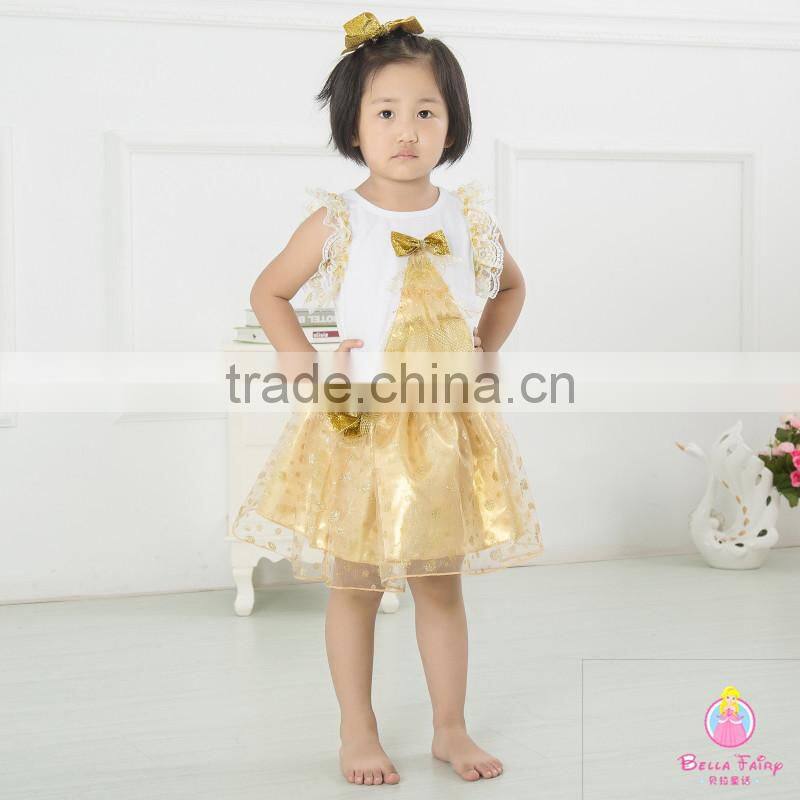 Latest baby kids clothes Beautiful children fairy skirts wholesale christmas golden childhood tutu set bella fairy