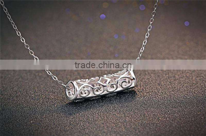 925 Sterling Silver Zircon bend pendant necklace