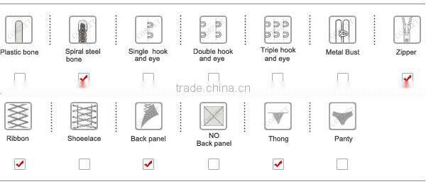 Flannelette Plain Black Corset Overbust Zipper Steel