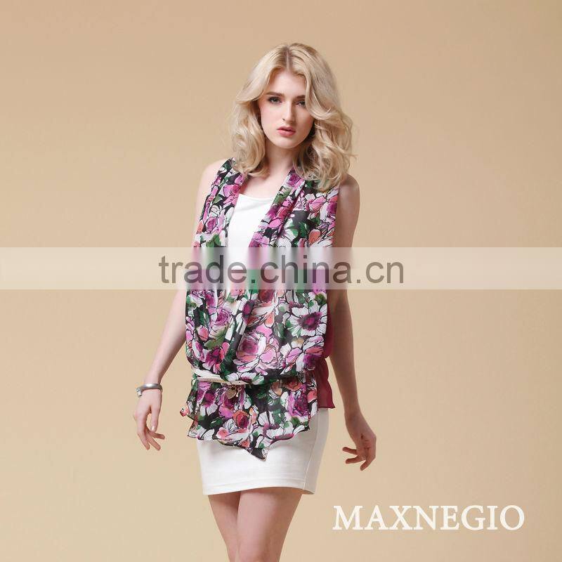 Summer chiffon print floral beach dress latest dresses