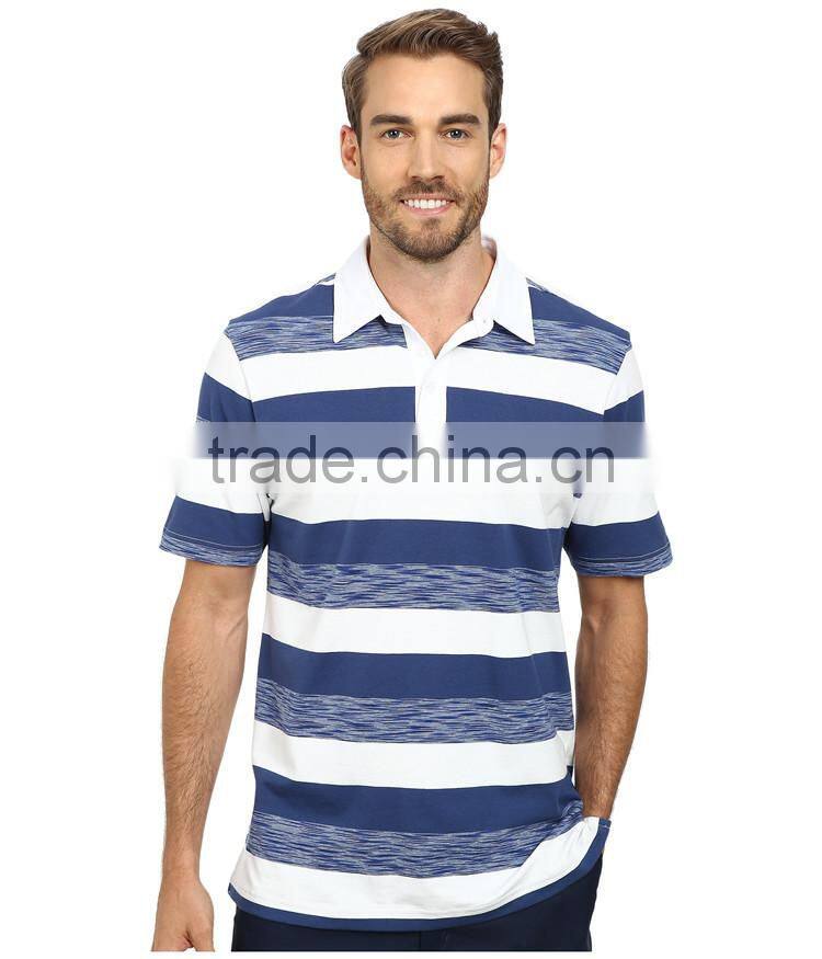 Custom cheap blue striped polo shirts for mens slim fit