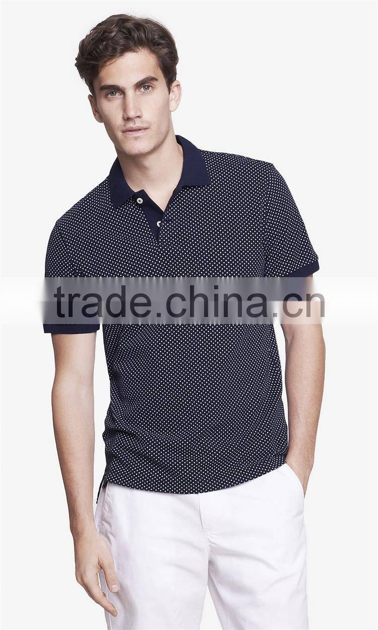 2015 new design custom cotton circle dot print mens polo shirts apparel wholesale