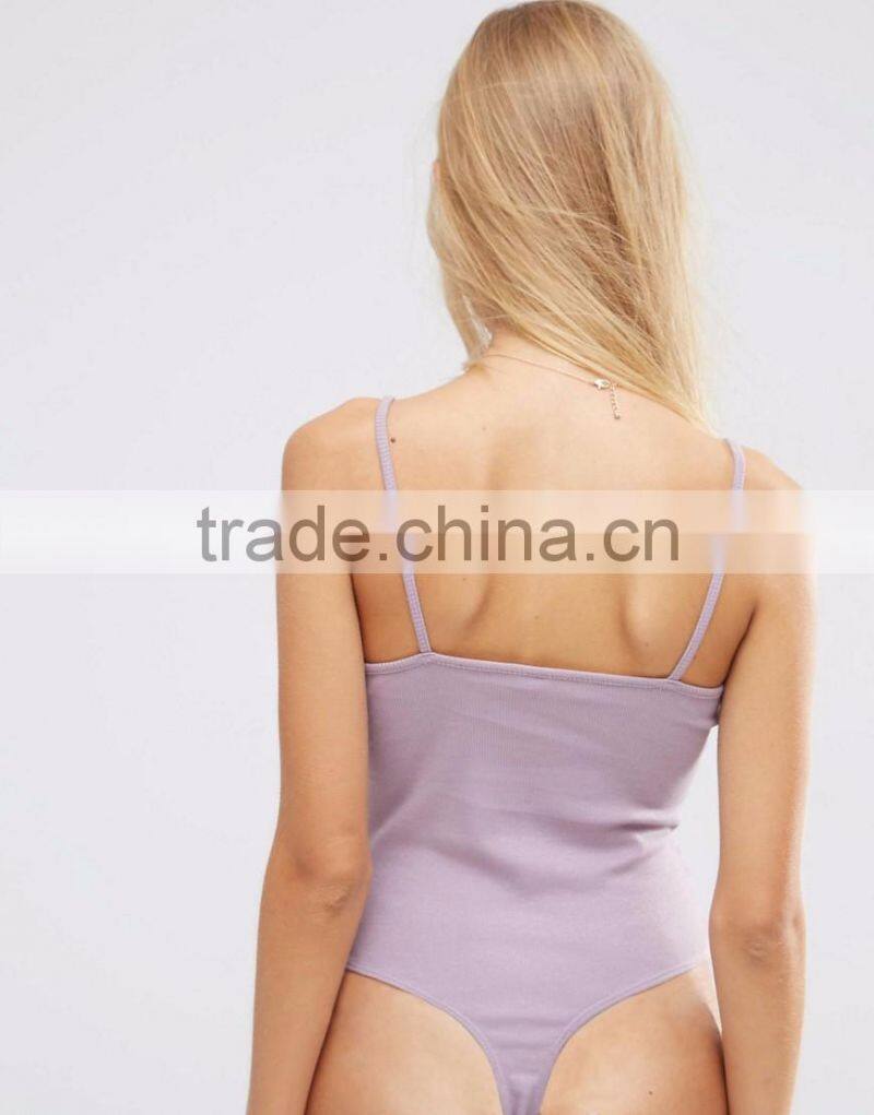 Alibaba China Women Cami Bodysuit In Rib Plain Sexy Slip Custom Size One Piece Bodysuit