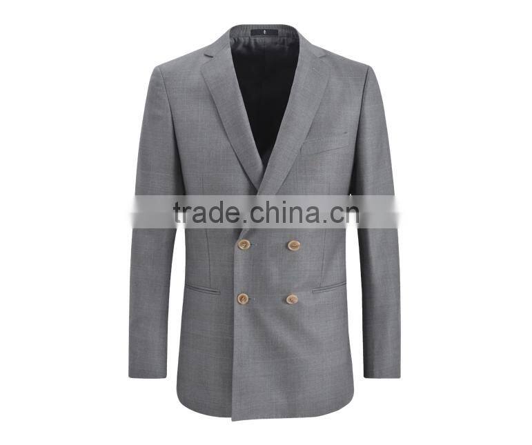 New Design Double Breast Light Grey Coat Pant Business Men Suit