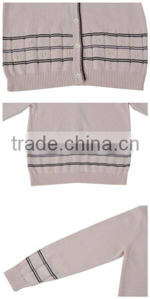 2014 V-neck cotton girl stripes cardigan sweater