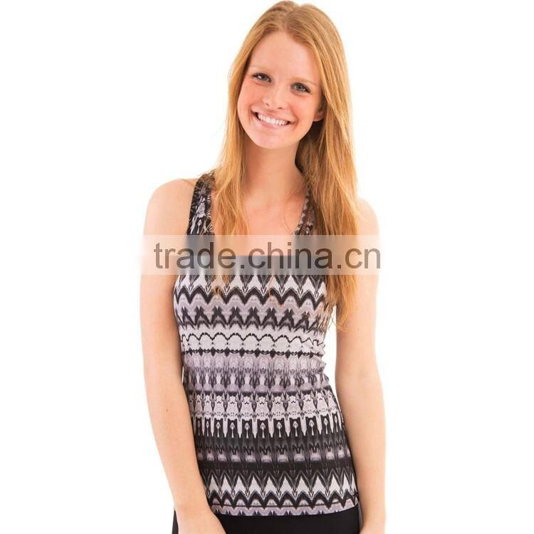 Wholesale Custom Print 100% Polyester Sublimation Stringer Women Tank Top