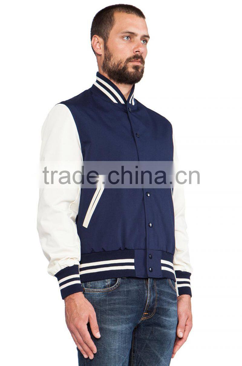 CVC preppy style ribbed collar and hem srtipe Hoodies/Sweatshirt with front snap button