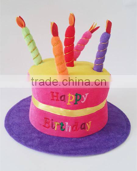 factory sale miscellaneous fleece material five candles cake shaped hat for birthday