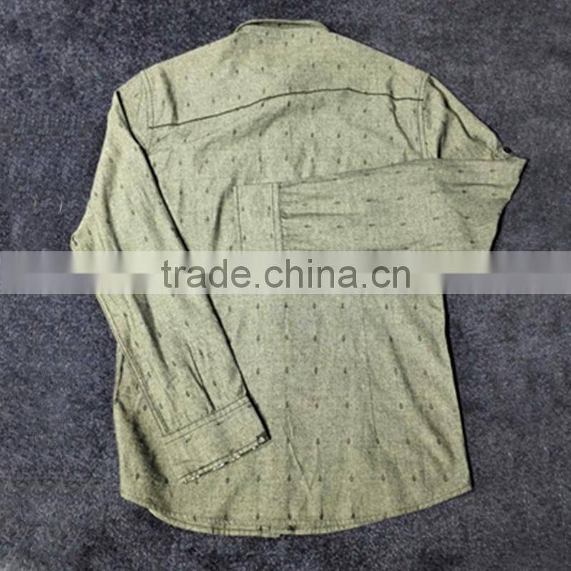 Denim Blue Men's Double Pockets Printed Jean Shirts