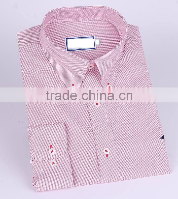 2017 small checks men's long sleeve button-down collar casual shirt
