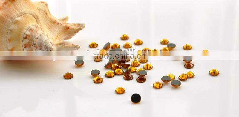 Crystal Shiny round flat back hot fix rhinestones in Topaz for Garment Accessories