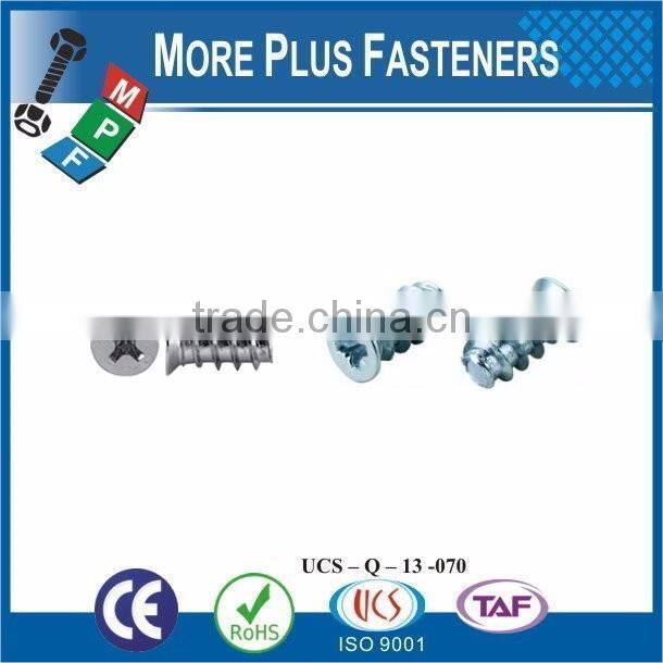 Taiwan M6.3 x 50MM Pozidrive Equivalent Flat Head Euro Cabinet Screw Confirmat Type B Nickel