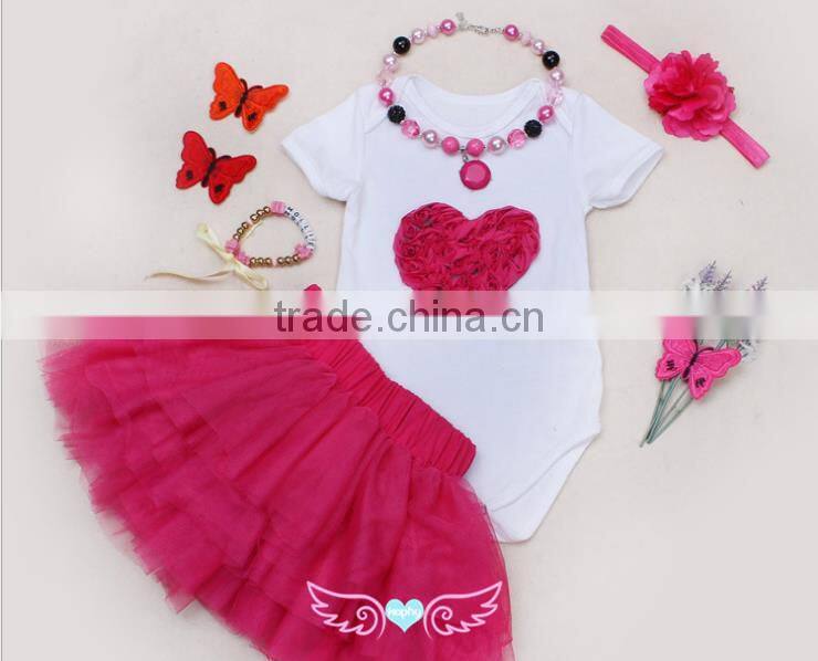 Baby Girl's First Birthday Outfit Boutique cloth wholesale kids hot pink tutu skirt/dress clothing set