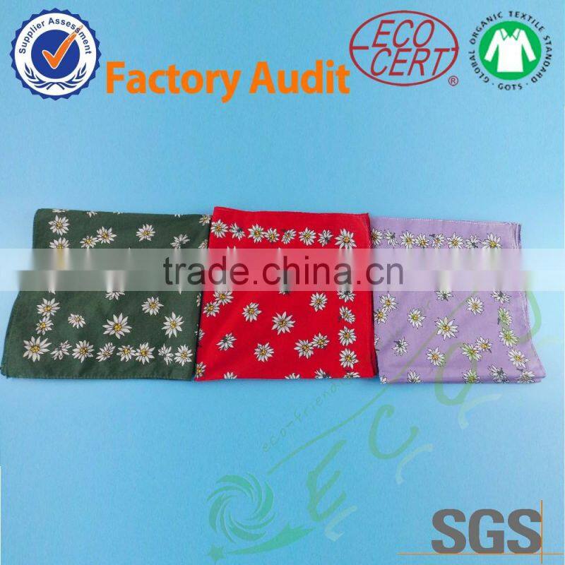 New Design Fashion soft cotton Custom Printed handkerchief For Lady