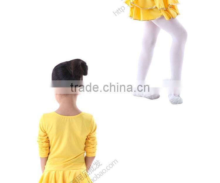 Child Kids Spandex Long Sleeve Latin Dance Dress Girls Fancy Dance Stage Costumes Performance Dress