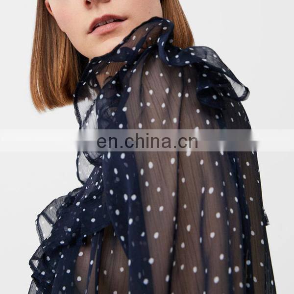 Womens blouses 2017 polka-dot women long sleeve blouse tops women