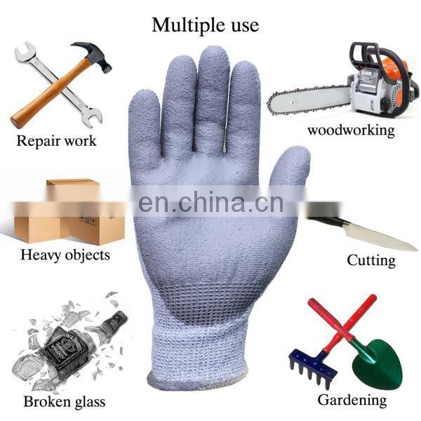 Construction work gloves cutting resistant PU coated safety Gloves