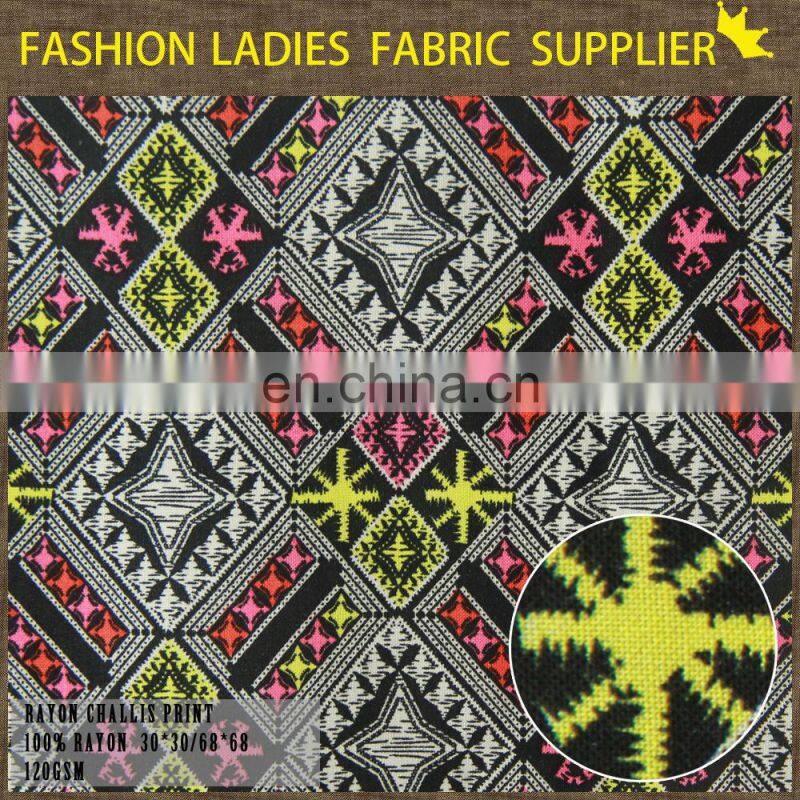 classical pattern for wear check design printed rayon shirting making fabric