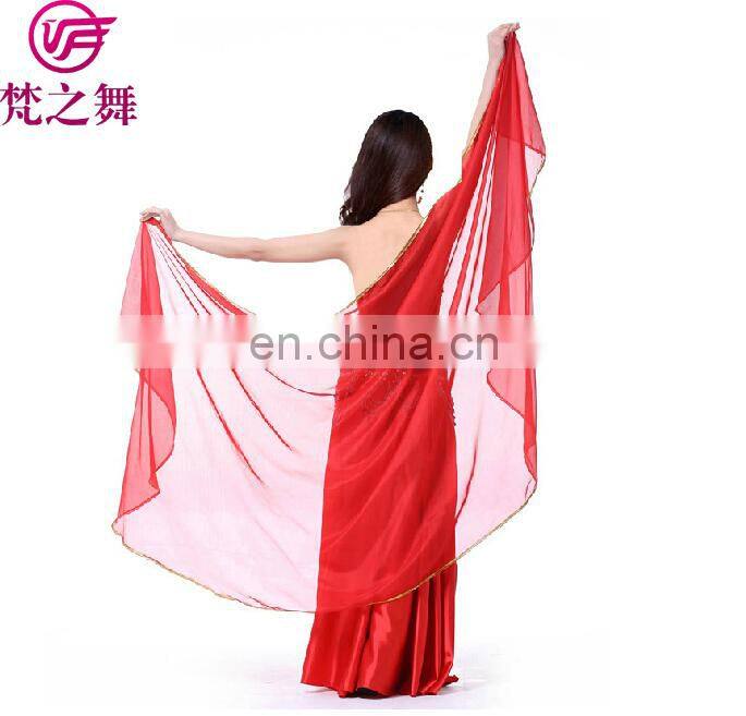 Chiffon Belly Dance half veils with gold silver finition women dance veil scarf Dance accessories 12 colors P-9059#