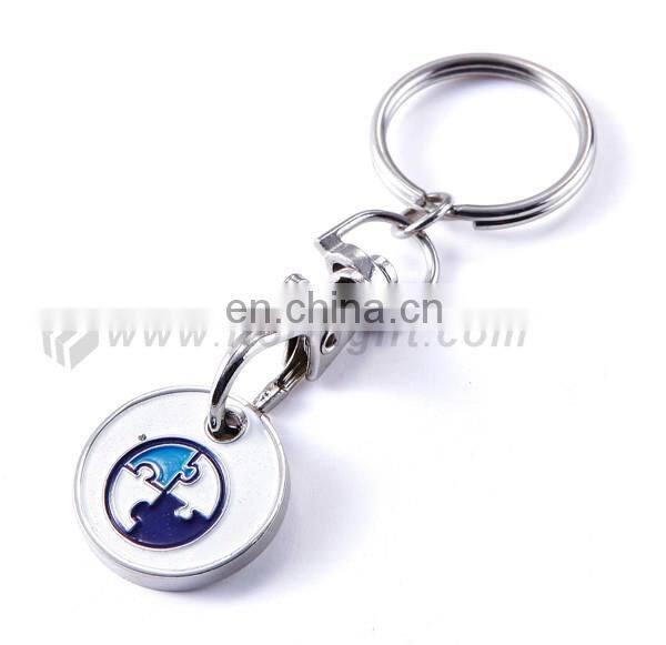 Bulk cheap debossed branding trolley coin key holder