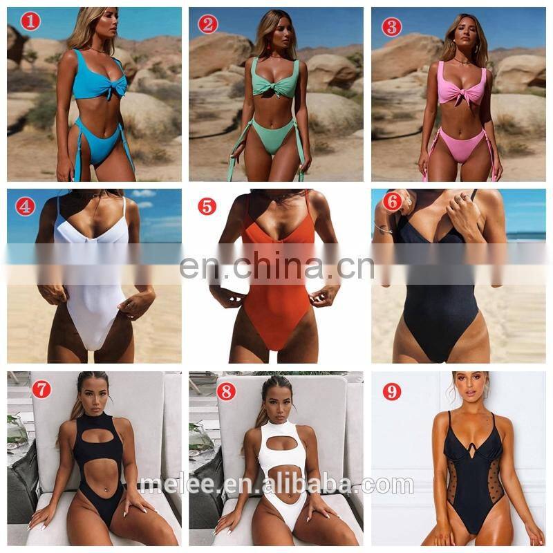 High Cut swimsuit female Push Up Bikinis Mujer Knot Bathing Suit Women Bathers Bandeau Bikini Set Sexy Solid Swimwear New