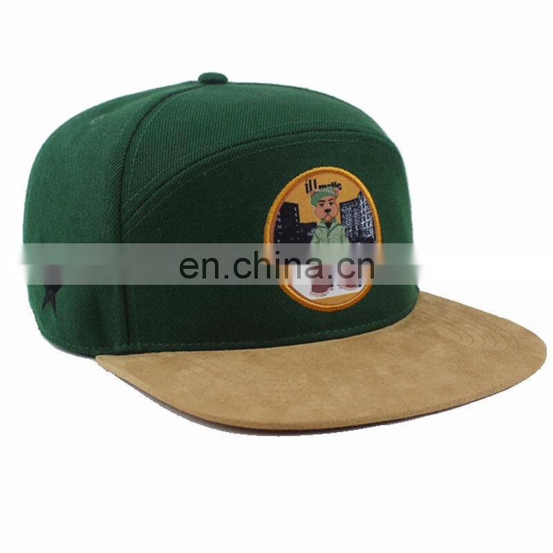 Suede and cotton fabric contrast color custom snapback caps