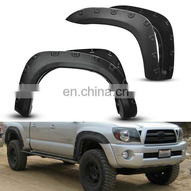 For 2005-2011 Tacoma Pocket Style Bolt On Rivet Fender Flares Black 4Pcs