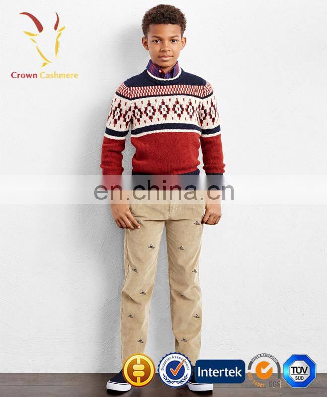 Top Sale Popular Stylish Intarsia Children's Cashmere Boys Sweater for Kids