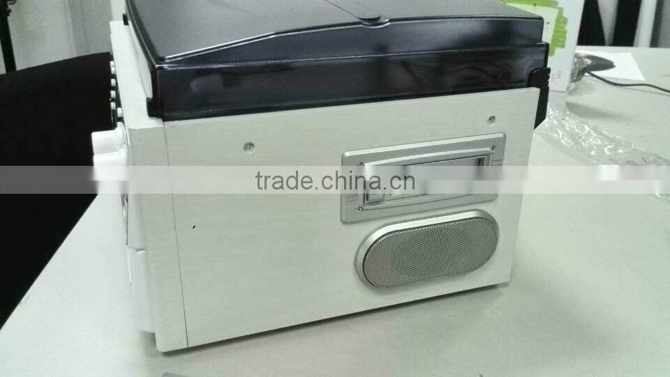 Double CD turntable player,encoding vinyl player,CD recording turntable with cassette and radio