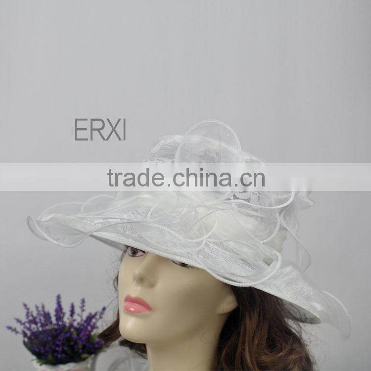 Wholesale 100% Sinamay Fabric Base Lace Church Sinamay Hat For Women