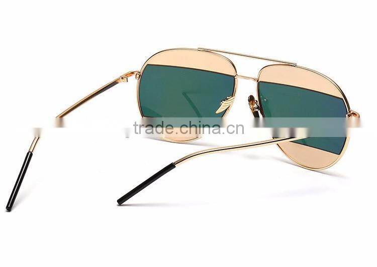 2016 New Designer two colors Sun Glasses Split 3 Parts Mirror Lens for women