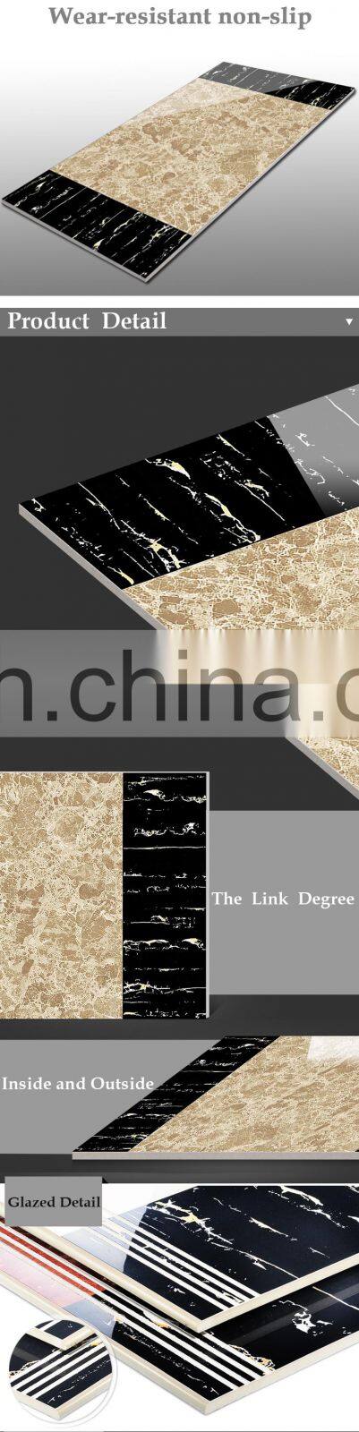 Polished marble style non slip groove step tile porcelain stair tile