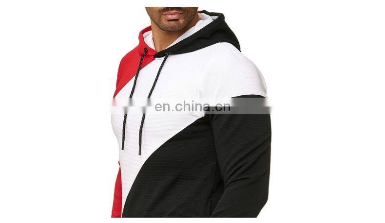 Wholesale custom brand spring and autumn 3D stair cloth striped sweater, personalized color matching hooded loose large size men