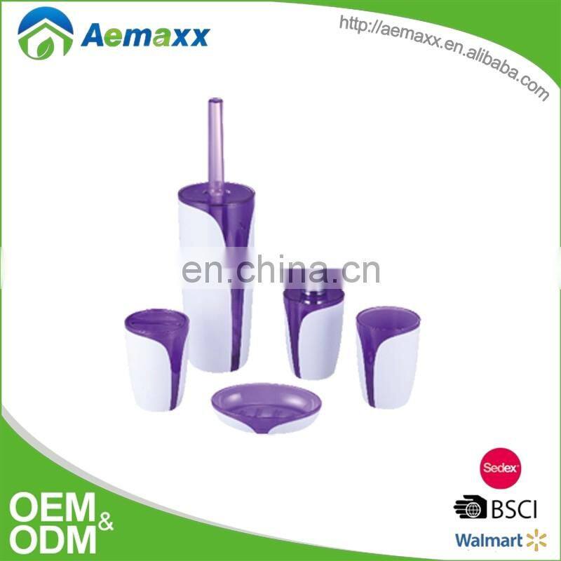 Double color white and red complete plastic bathroom accessories decoration for bathroom 5 pcs set