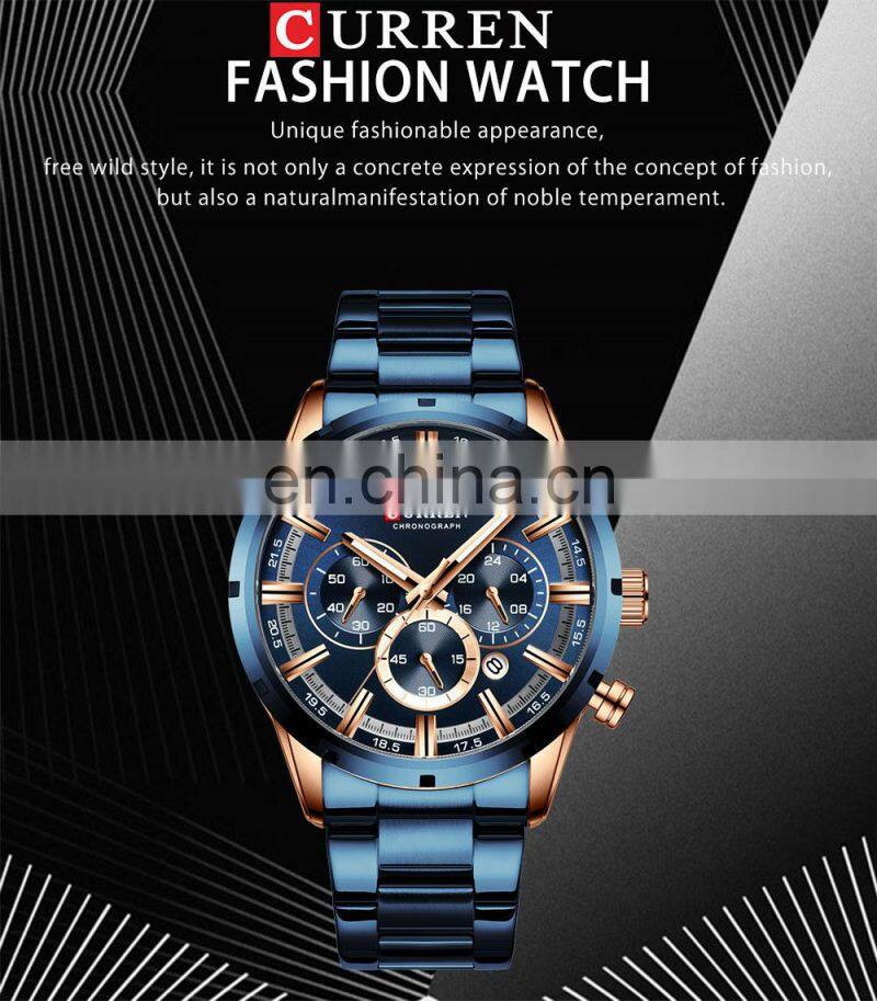 Men Quartz Wrist Watches Stainless Steel Strap Luxury Gold Chronograph Business Waterproof Watch