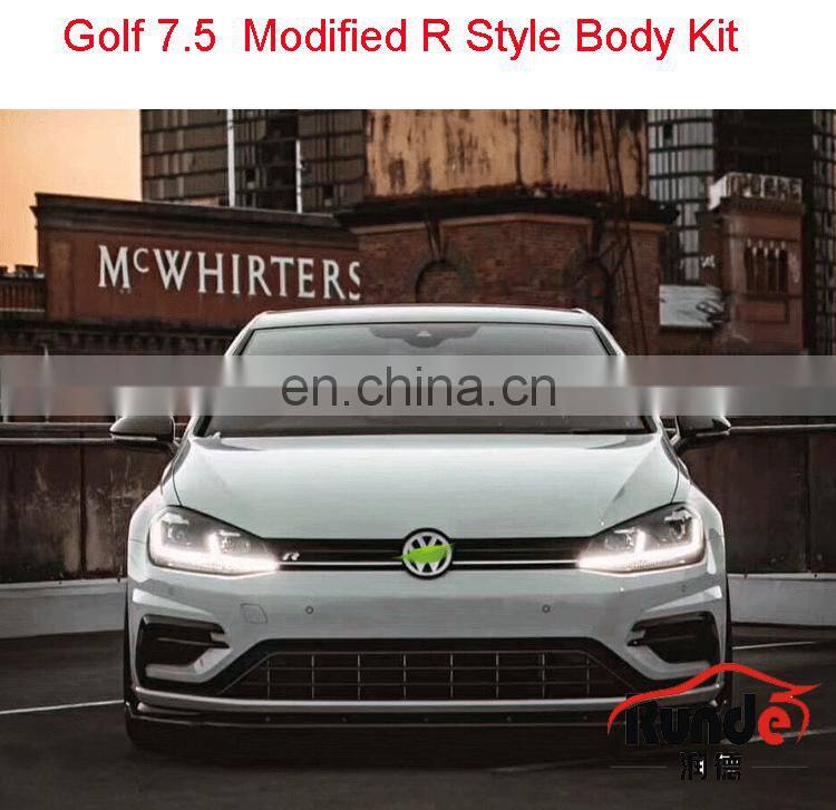 Runde ABS Material R Style Body kit Front Rear Bumper Side Skirt Grille For 12-17 Volkswagen Golf 7 And Golf 7.5 body kit