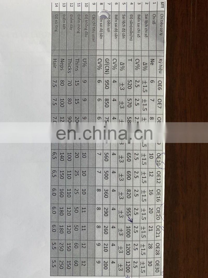 CF 100% cotton USA open end OE yarn white 10s/1 for fabric made in vietnam