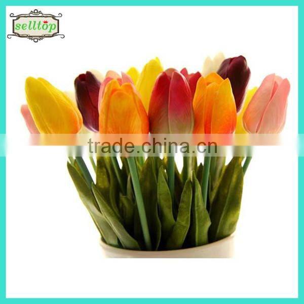 34cm mini pu real touch artificial orange tulips
