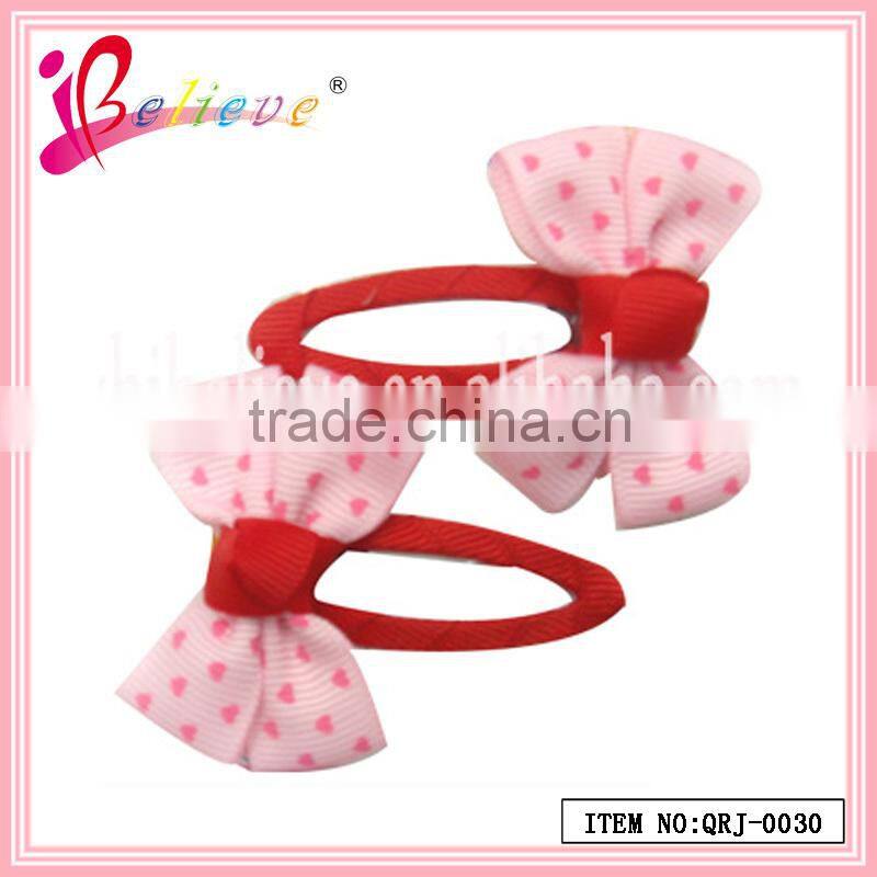 2014 Super hot sale kids hair accessories jewelry wholesale ribbon bow bobby pin (QRJ-0029)