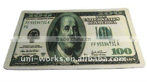 Natural rubber money computer mousepad